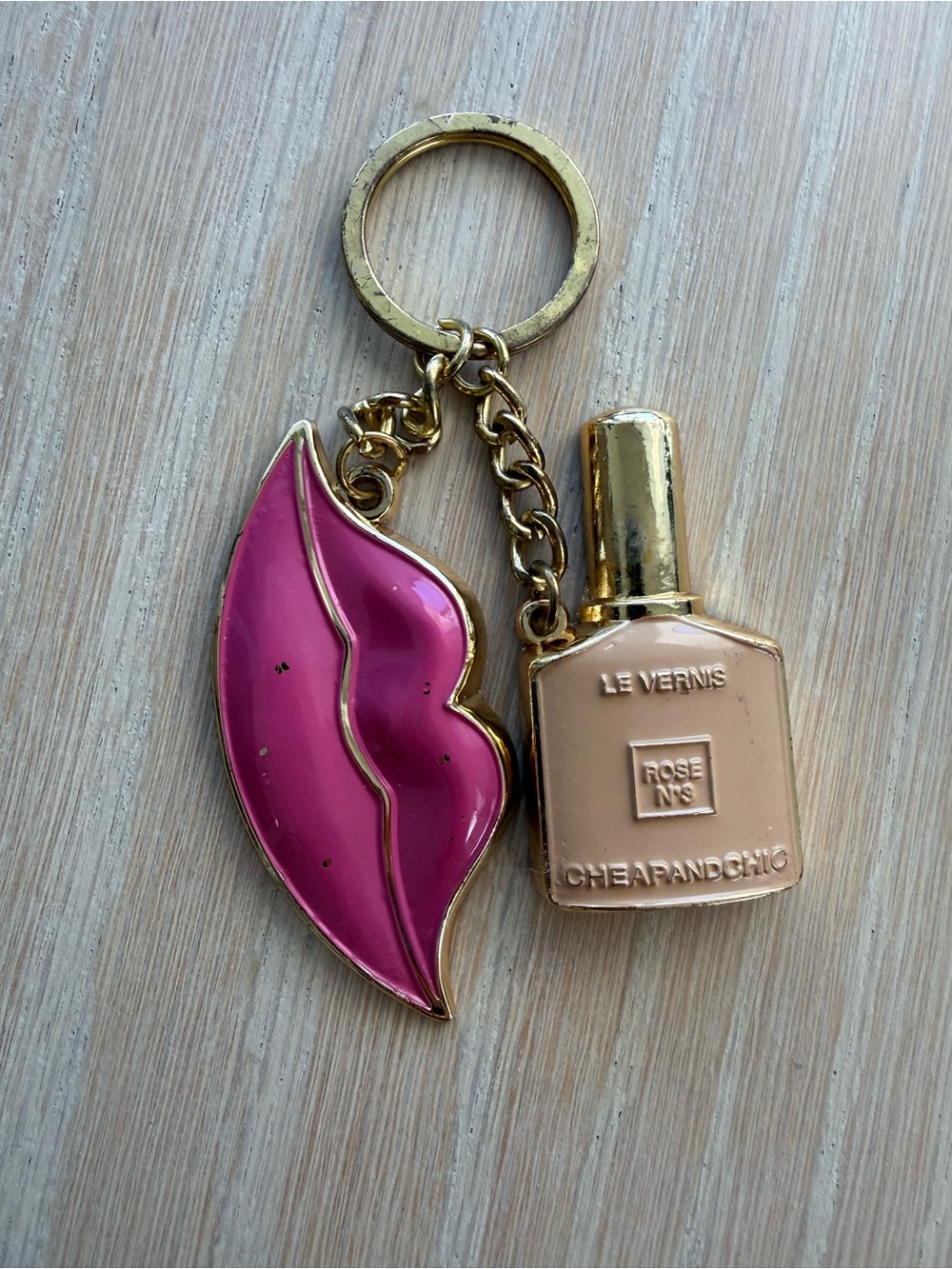 Moschino Pink Lip & Nude Bottle Keychain Charm